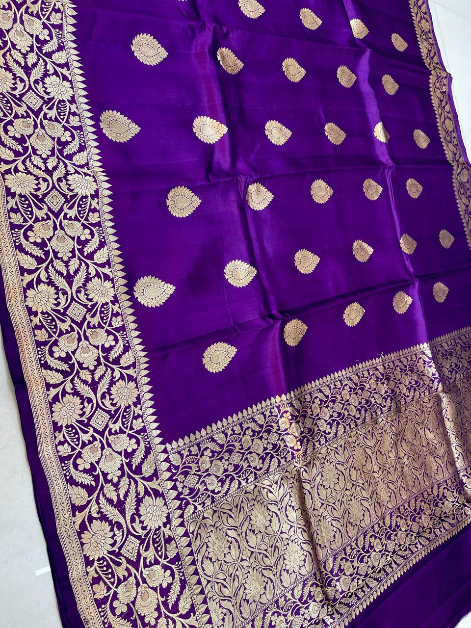 Lavendar Raw Mango Silk Handloom Banarasi Saree